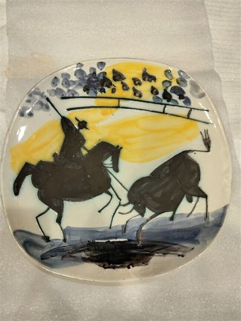 Original Pablo Picasso Ceramic Plate Picador Et Taureau Picador And