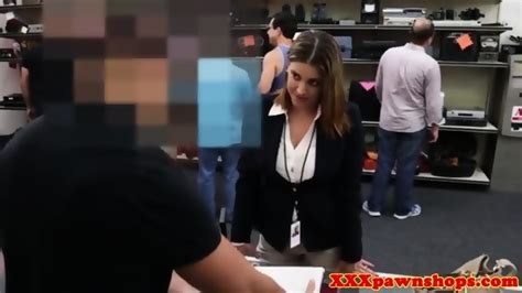 Busty Amateur Facialized In Pawnshop