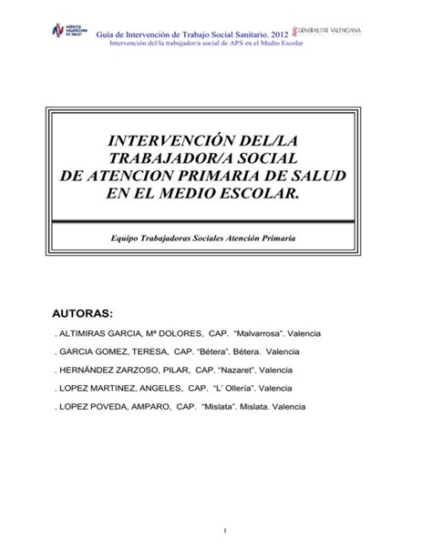 Intervención Della Trabajadora Social De Atencion Primaria De Salud