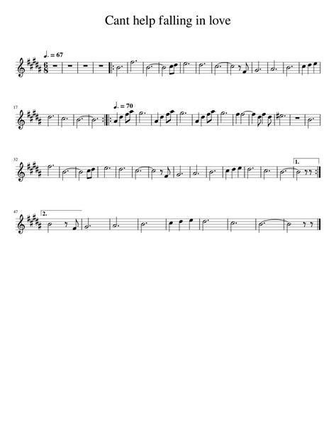 Cant Help Falling In Love Eb Transposition Sheet Music For Saxophone