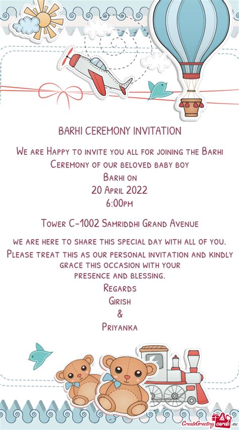 Barhi Ceremony Invitation We Are Happy To Invite You All For Joining