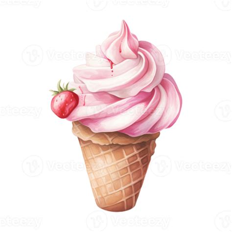 Soft Serve Ice Cream Illustration Watercolor Style 46364046 Png