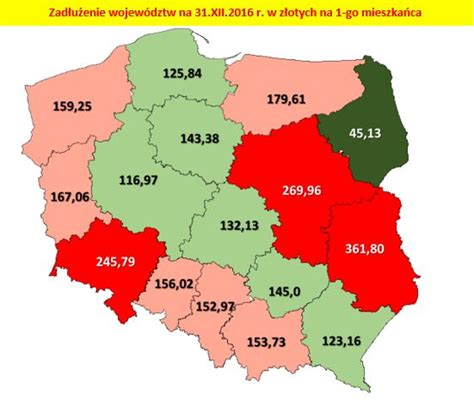 Mapa Zad U Enia I Dochod W Wojew Dztw W Polsce