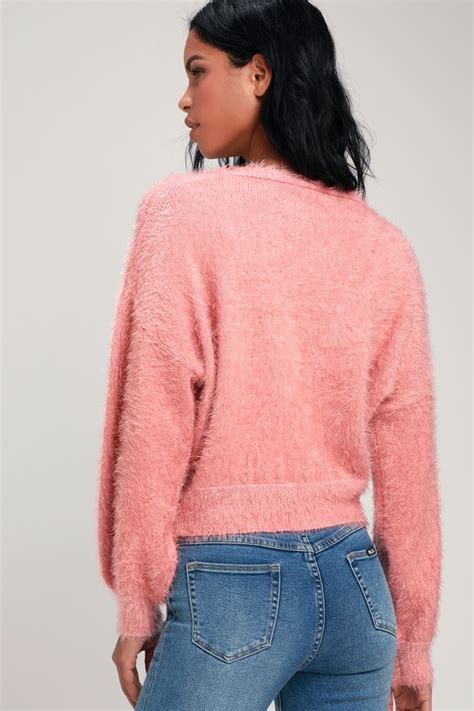 Cute Pink Sweater Cardigan Sweater Fuzzy Sweater Sweater