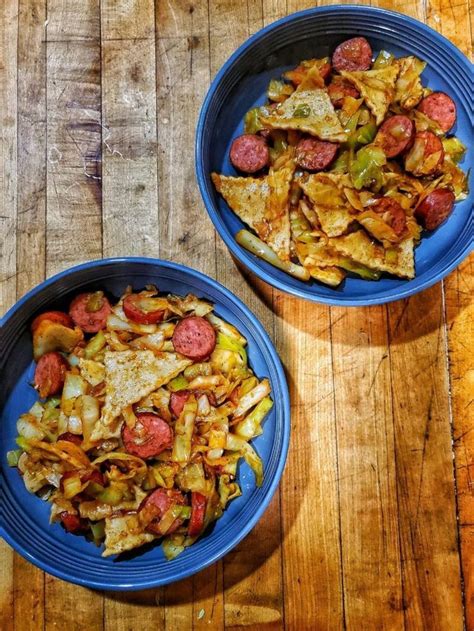 Lazanki Delicious Fried Cabbage With Smoked Sausage And Noodles At Home World Traveler