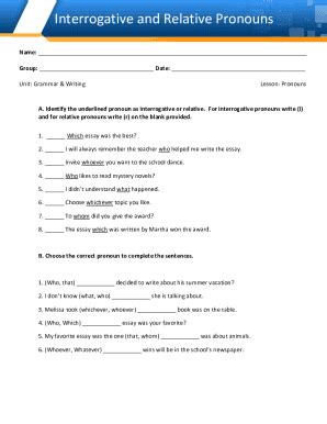 Fillable Online English Grammar Rules Interrogative Pronouns Fax