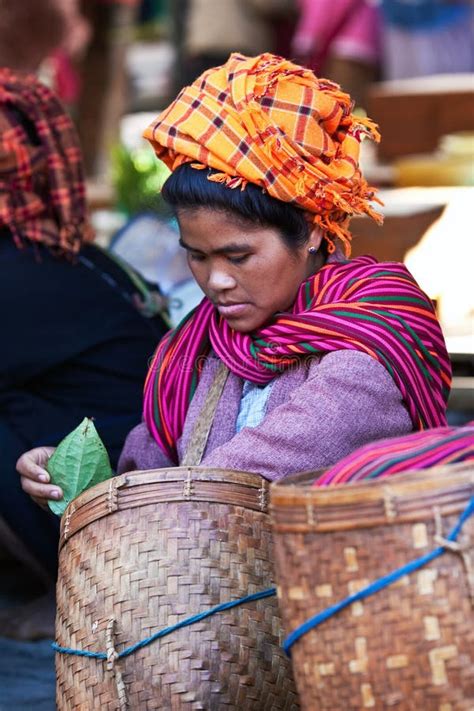 Stammes Frauen PA O In Shan Staat Myanmar Redaktionelles Stockfoto