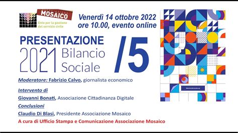 Bilancio Sociale Presentazione Online Del Ottobre Quinta