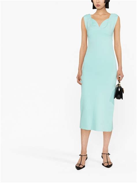 Roland Mouret Sweetheart Neck Midi Dress In Blue Modesens