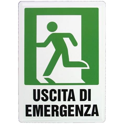 Cartello Segnaletico Targa Tabella Pvc Plastica Uscita Di Emergenza