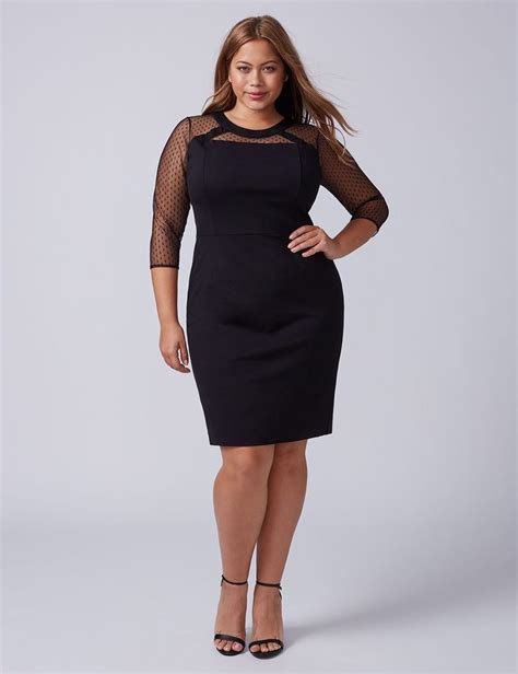 New Lane Bryant Plus Size Black Point Desprit Sheath Dress Sz 26