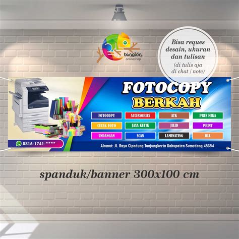 Jual Size 300x100 Cm Spanduk Banner Fotocopy Cetak Poto Print