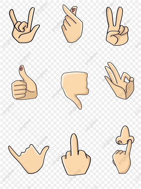 Cartoon Hand Gesture Png Transparent Cartoon Hand Drawn Gesture Set