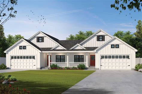 Modern Farmhouse Duplex Plan Bedrm Sq Ft Per Unit