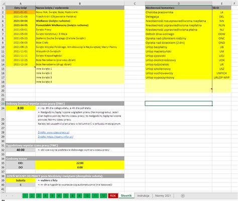 Roczna Ewidencja Czasu Pracy Wersja Screen Jak Zrobi W Excelu