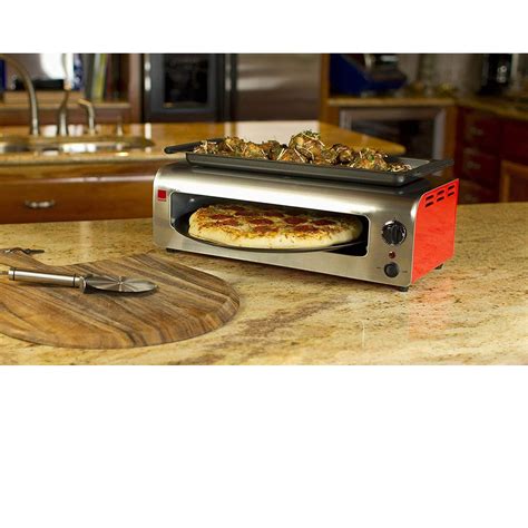 Ronco Pizza & More Rotating Pan Pizza Oven with Warming Tray, Red/Stainless - Walmart.com ...