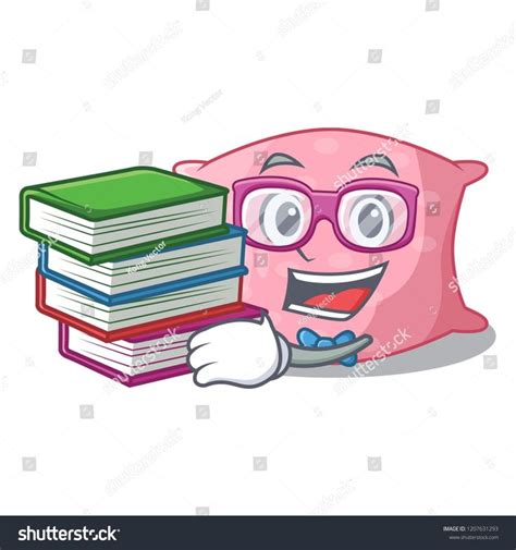 Student With Book Cute Pillow Comfortable Isolated On Mascot Ad