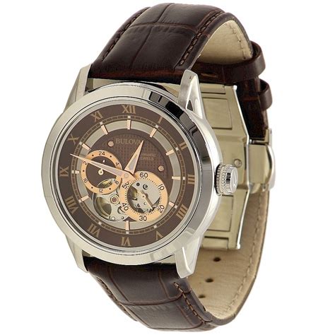 Bulova Self Winding Mechanical Watch Men S Brown Leather Band 96A120