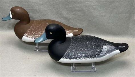 Pair Charles Bryan Middle River Md Black Head Duck Decoys Dixon