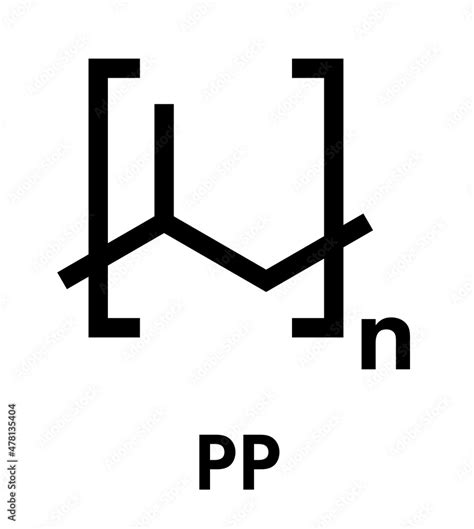 Polypropylene Polypropene Pp Plastic Chemical Structure Skeletal Formula Stock Vector