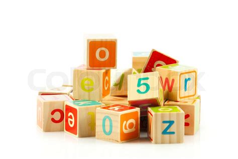 wooden toy cubes with letters Wooden alphabet blocks | Stock image ...