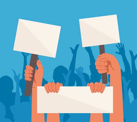 Raised hands holding blank protest signs 2033866 Vector Art at Vecteezy