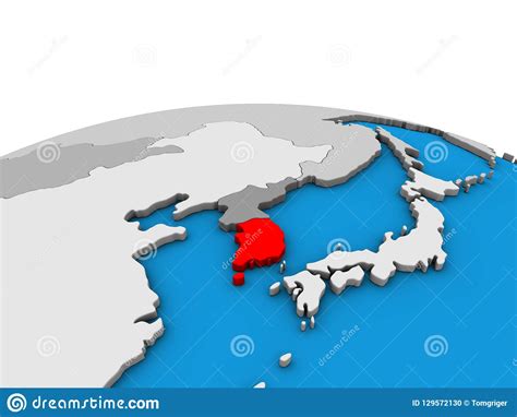 Mapa De La Corea Del Sur En El Globo 3D Stock de ilustración