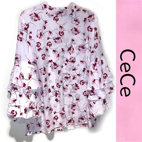 Cece Tops Cece Tiered Sleeve Pink Cherry Blossom Blouse Xs Poshmark