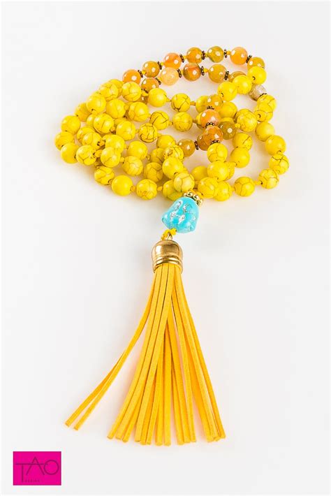 Yellow Bead Necklace Bohemian Jewelry Necklace Gemstone Etsy