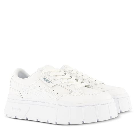 Puma Mayze Stack Leather Womens Puma White Hype Dc