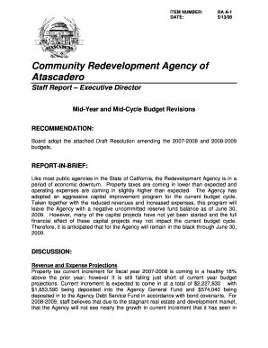 Fillable Online Atascadero Rda Midyear Budget Staff Report