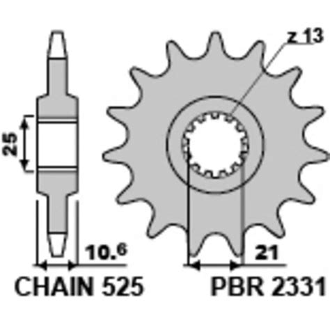 Pignon Pbr Acier Standard Dents Tech Roo