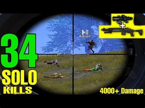 34 KILLS FULL AUTO MK14 8X SCOPE SOLO VS SQUAD PUBG MOBILE