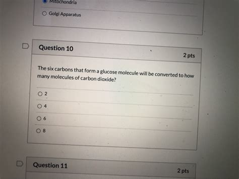 Solved Mitochondria Golgi Apparatus Question 10 2 Pts The Chegg