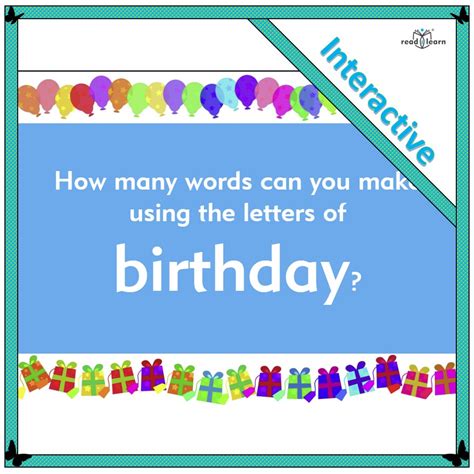 words   word birthday readilearn