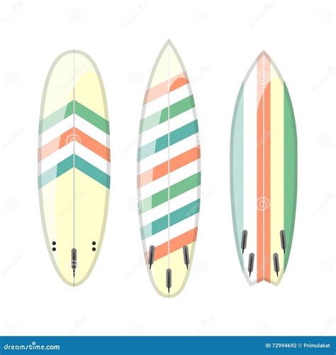 Surfboards Set Of Different Retro Colors Vector Sport Illustration