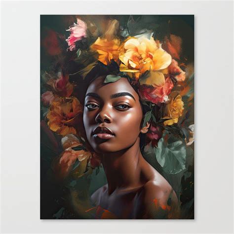 Shop Woman With Floral Head Canvas Print By Vanoverdesigns On Society6