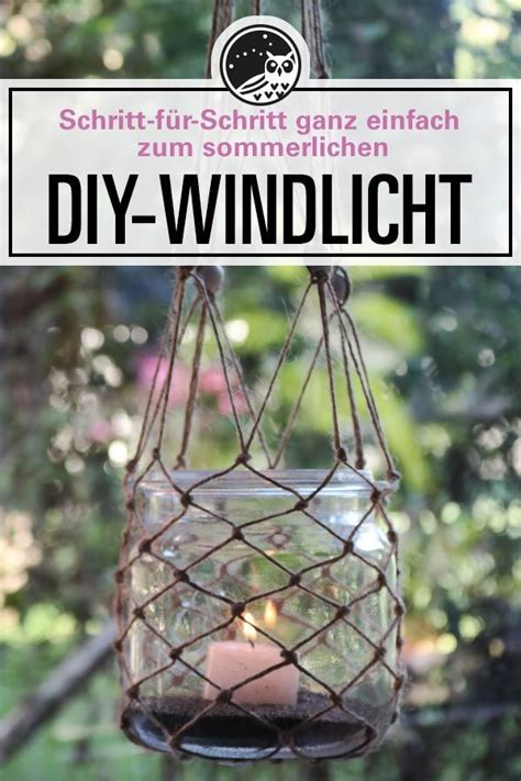 DIY Makramee Anleitung Windlicht zum Aufhängen Boho crafts diy Mason