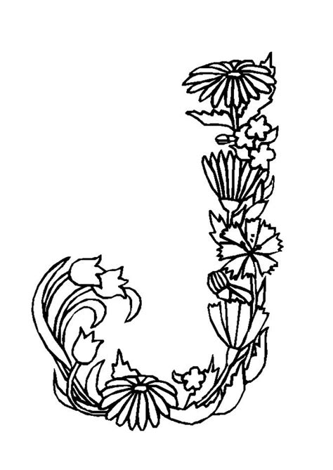 Coloriage Alphabet Fleurs J Sur