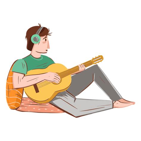 Boy Playing Guitar Music Character Png Svg Design For T Shirts