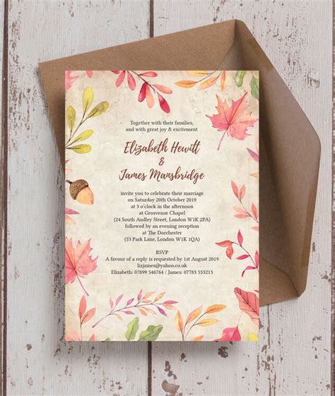 Autumn Leaves Wedding Invitation From £100 Each