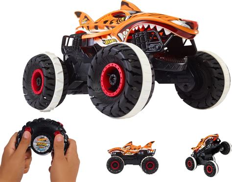 Hot Wheels Monster Trucks Remote Control Car Scale Tiger Shark RC With All Terrain Wheels