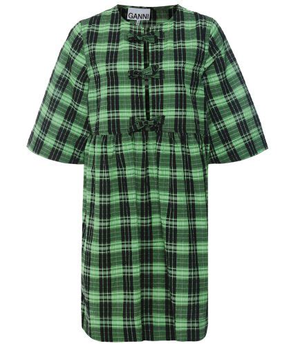 Ganni Green Seersucker Check Mini Dress Jules B