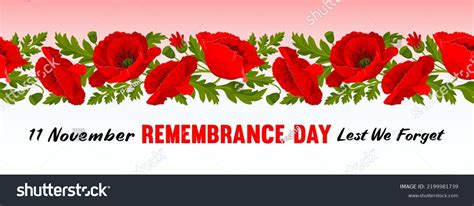 Remembrance Day Greeting Banner Lest We Stock Vector Royalty Free