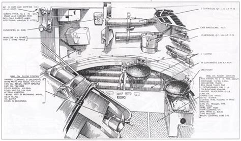 Highly detailed illustrations of the interior of an M-10 tank destroyer ...