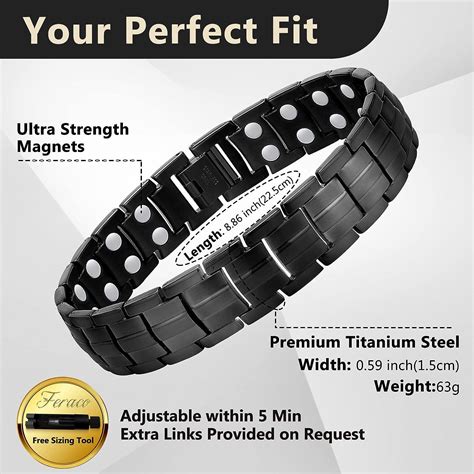 Feraco Titanium Steel Magnetic Bracelet For Men Double Row Magnets