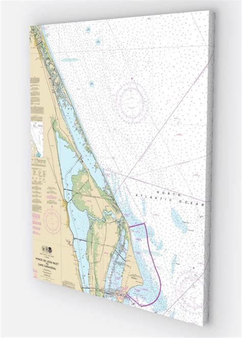 Prince De Leon Nautical Map Chart Canvas Merritt Island Nautical