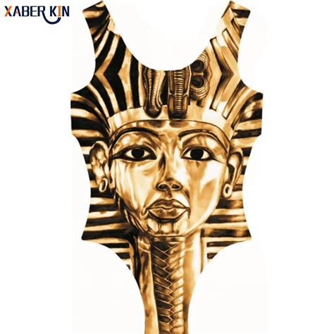 Printed Gold Egyptian Pharaoh Image Bikini Women S Sexy Swimwear Sexy