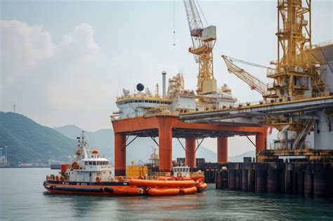 Premium AI Image | Aerial view of Offshore oil and gas rig construction ...