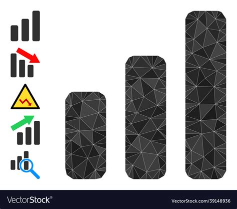 Bar Chart Polygonal Icon And Other Icons Vector Image